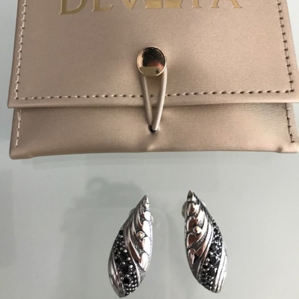 DEVATA Silver & 18K Gold Black Spinel Earrings